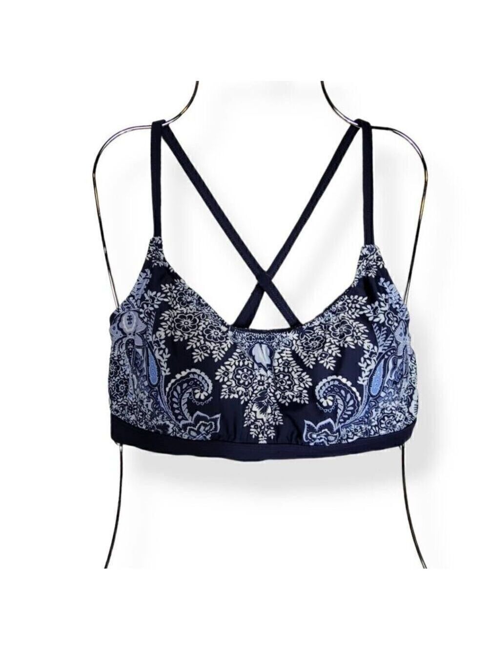 Kona Sol Blue Paisley Bandeau Bikini Top Small
